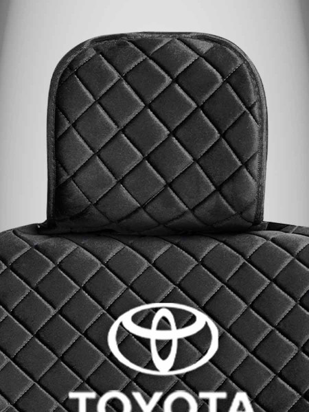 Комплект накидок из велюра на передние сиденья автомобиля. Модель ISTANBUL+Toyota, черный, черный, черный-3