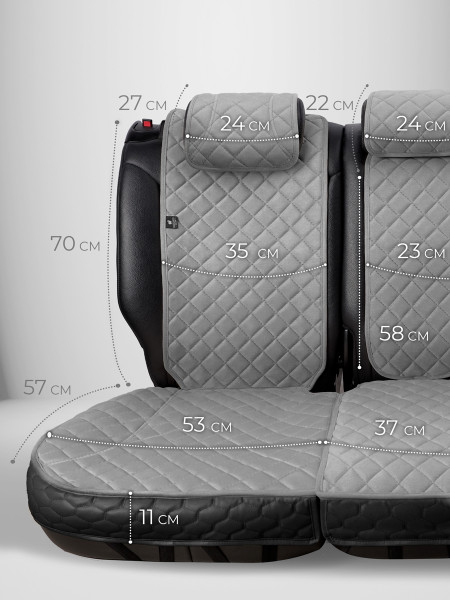 Накидки из алькантары на сиденья автомобиля Модель XL Серый, серебристый, серый -5