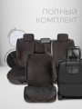 Полный комплект накидок из велюра на передние сиденья автомобиля с защитой на спинку сиденья Модель ISTANBUI+MAX Черный, красный 