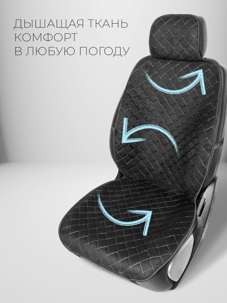 Полный комплект накидок из алькантары на сиденья автомобиля Модель СОФИЯ PK Черный, белый Черный, белый -1