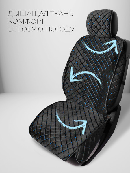 Полный комплект накидок из велюра на сиденья автомобиля Модель СТАМБУЛ + PK Черный, синий -1
