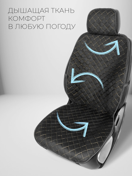 Полный комплект накидок из алькантары на сиденья автомобиля Модель СОФИЯ PK Черный, бежевый Черный, бежевый -1