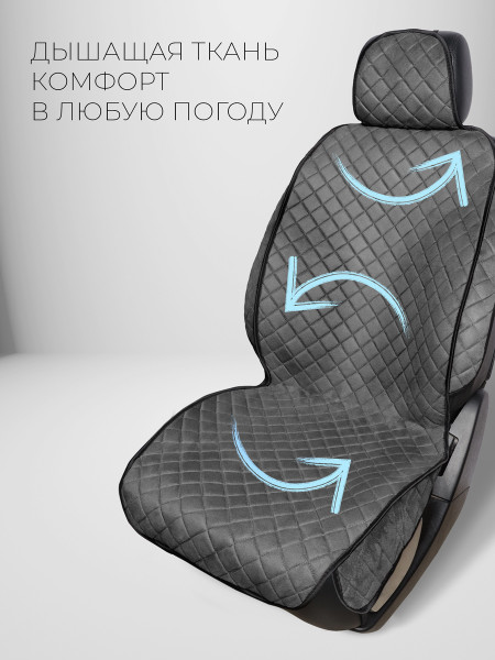 Полный комплект накидок из алькантары на сиденья автомобиля Модель СОФИЯ + PK Темно-серый -1