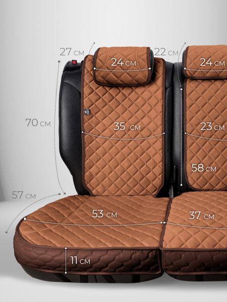 Накидки из алькантары на сиденья автомобиля Модель XL Светло-коричневый, шоколадный -5