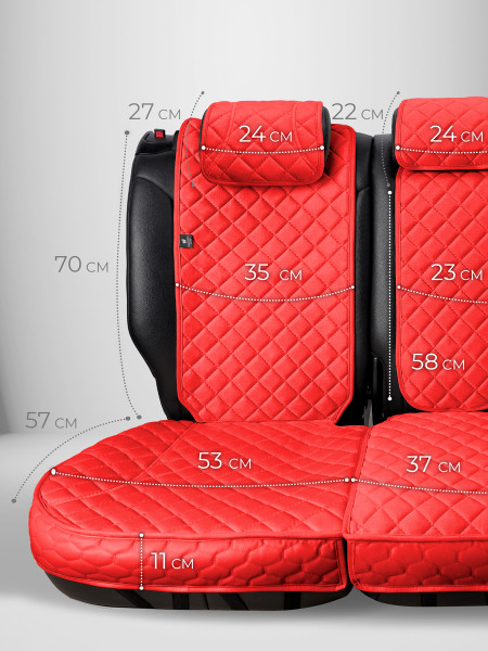Накидки из алькантары на сиденья автомобиля Модель XL Ярко-красный, красный, красный -5